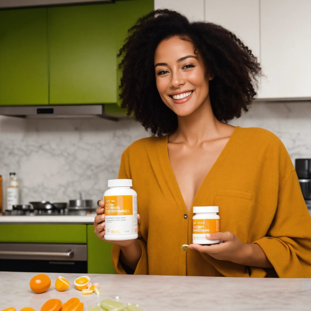 Pregnant woman consuming prenatal vitamins