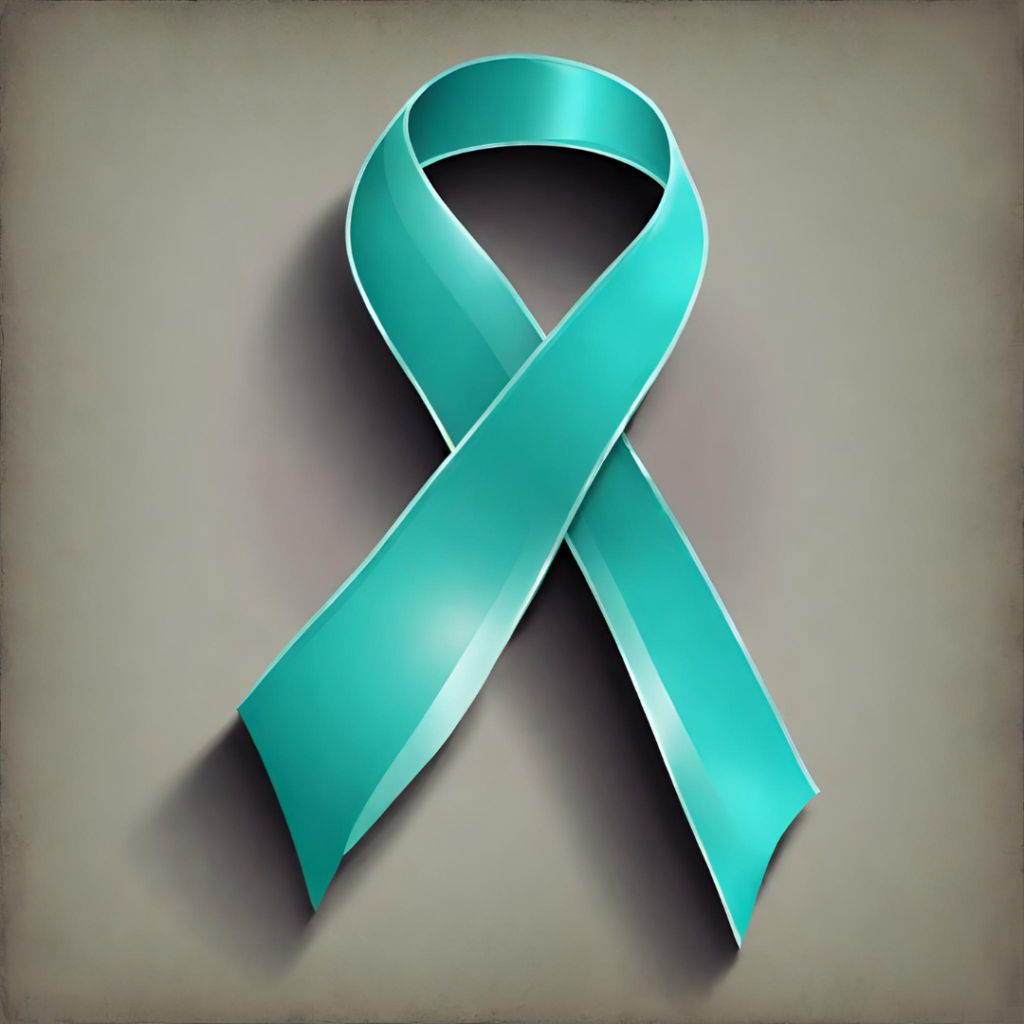 Awareness ribbon symbolizing ovarian cancer awareness