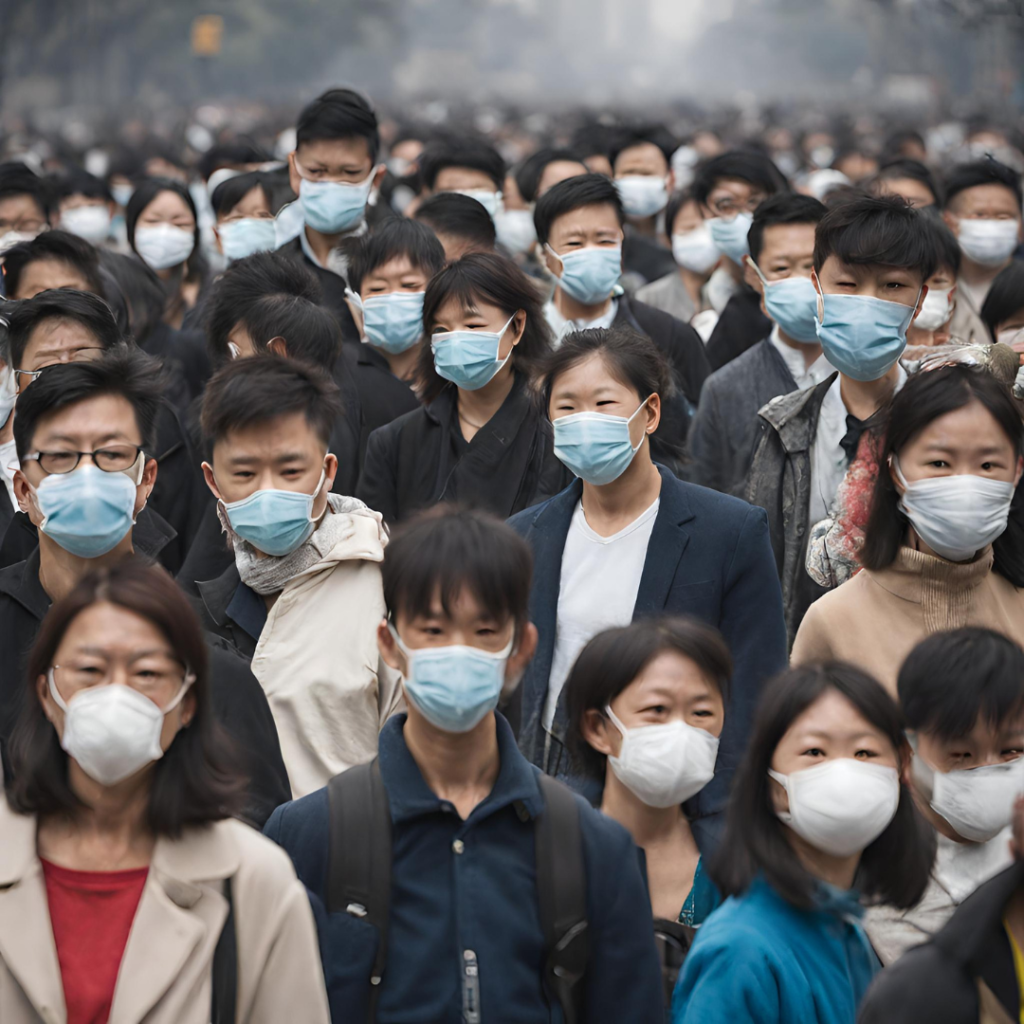 People wearing face masks to protect against air pollution