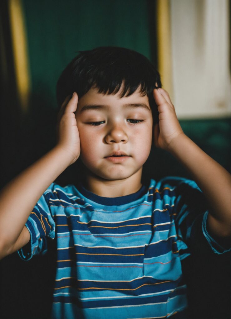 A boy having headache